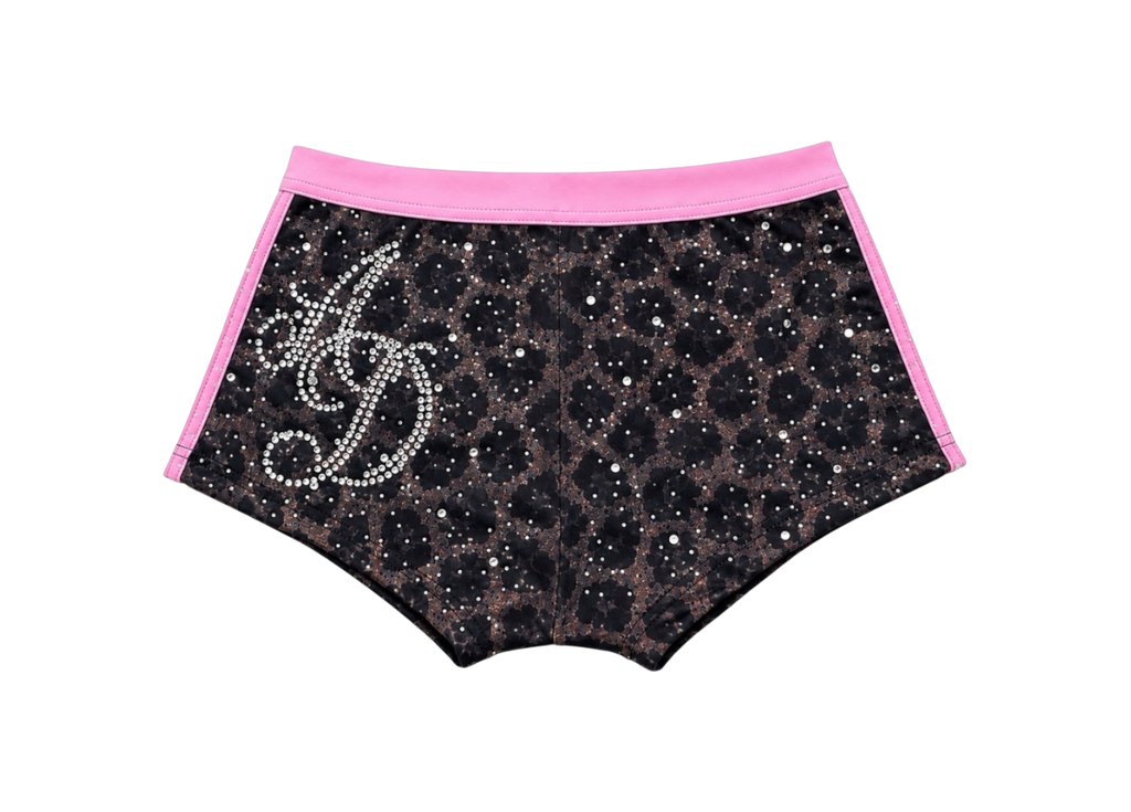 Cheetah Print Rhinestone Bikini Shorts