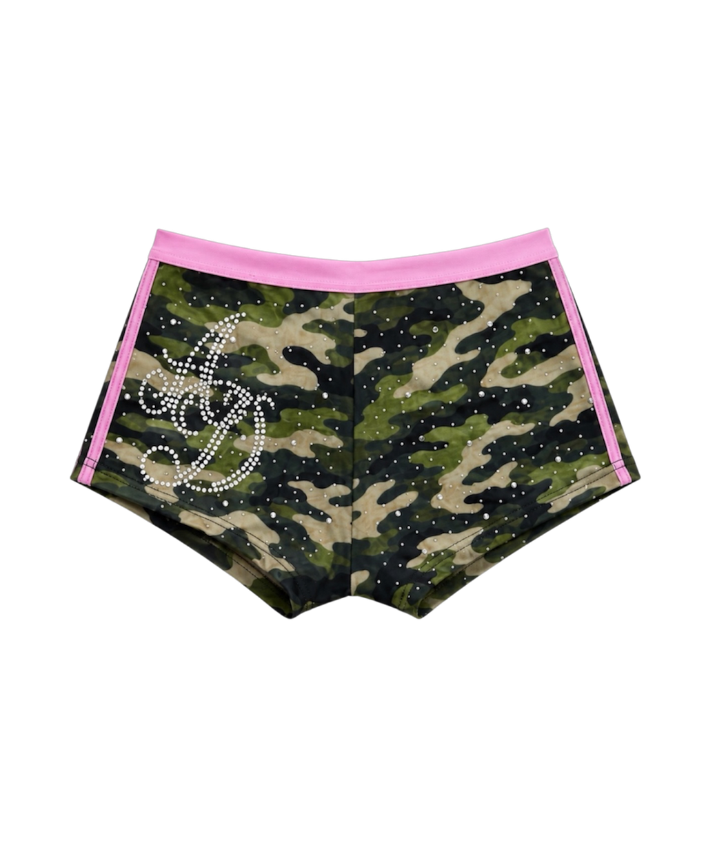 Camouflage Rhinestone Bikini Shorts