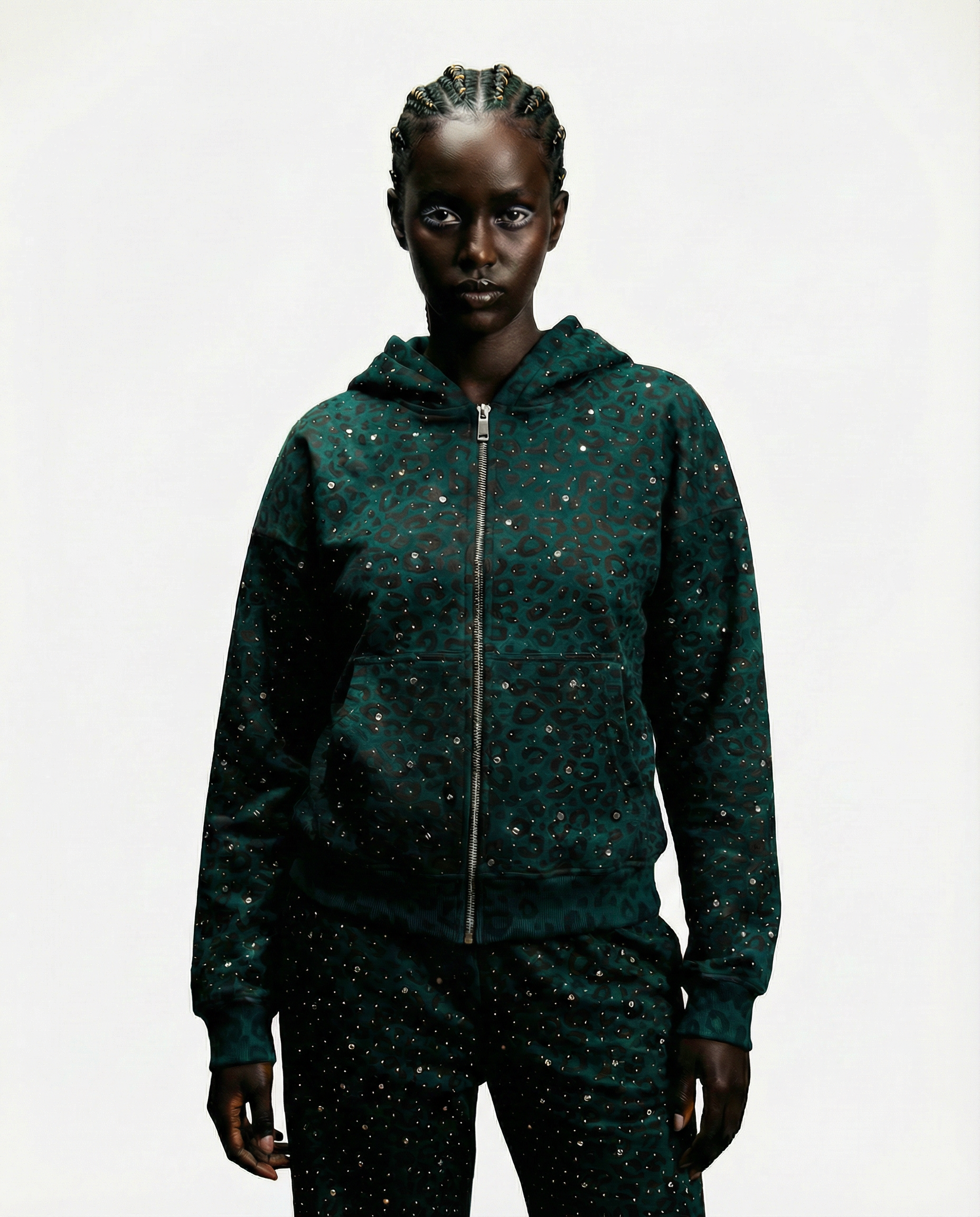 Turquoise “Stardust” Diamond Cheetah Zip-Up