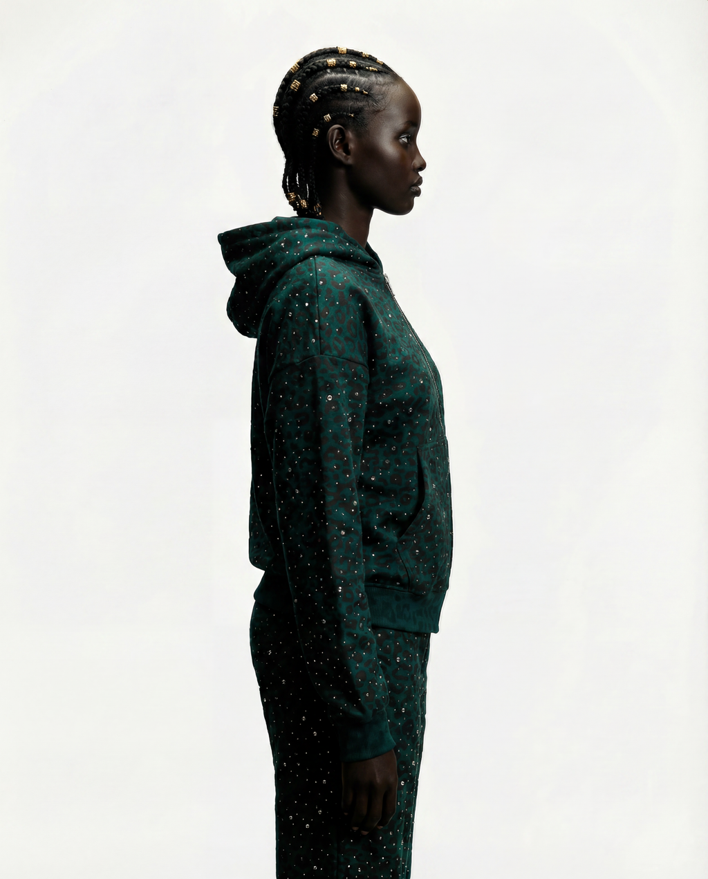 Turquoise “Stardust” Diamond Cheetah Zip-Up