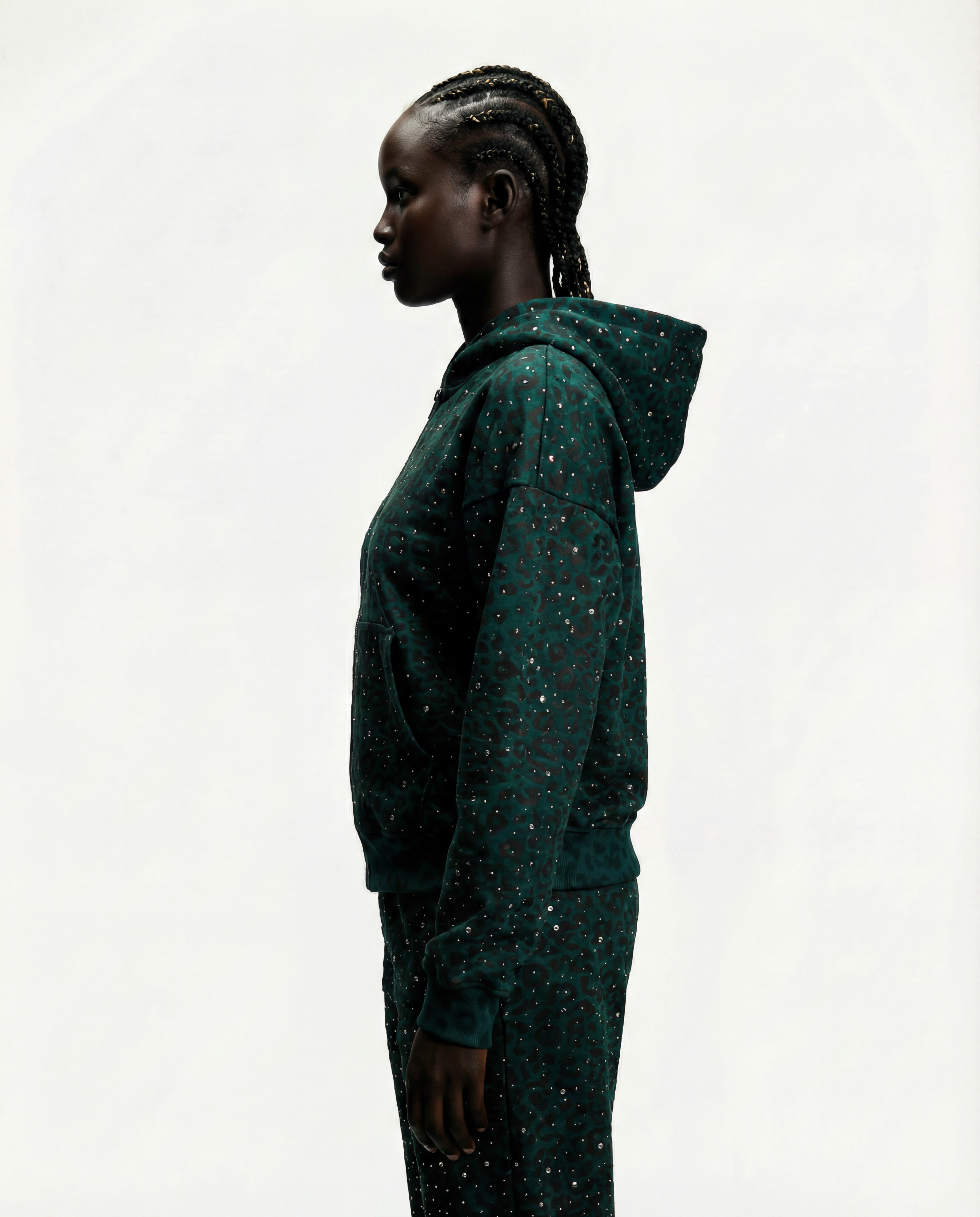 Turquoise “Stardust” Diamond Cheetah Zip-Up
