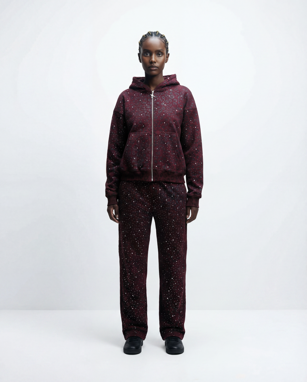 Red “Stardust” Diamond Cheetah Sweatpants