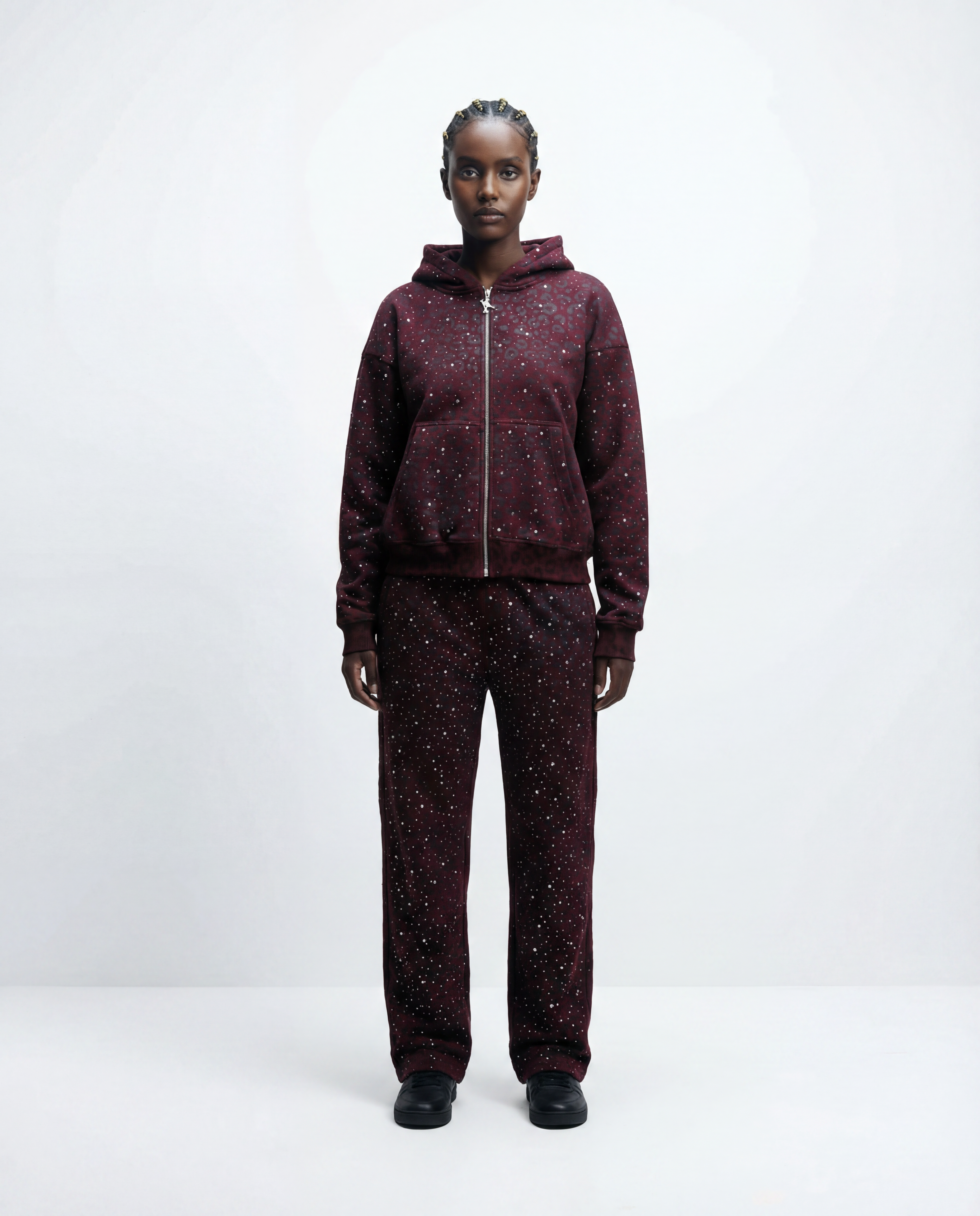 Red “Stardust” Diamond Cheetah Sweatpants