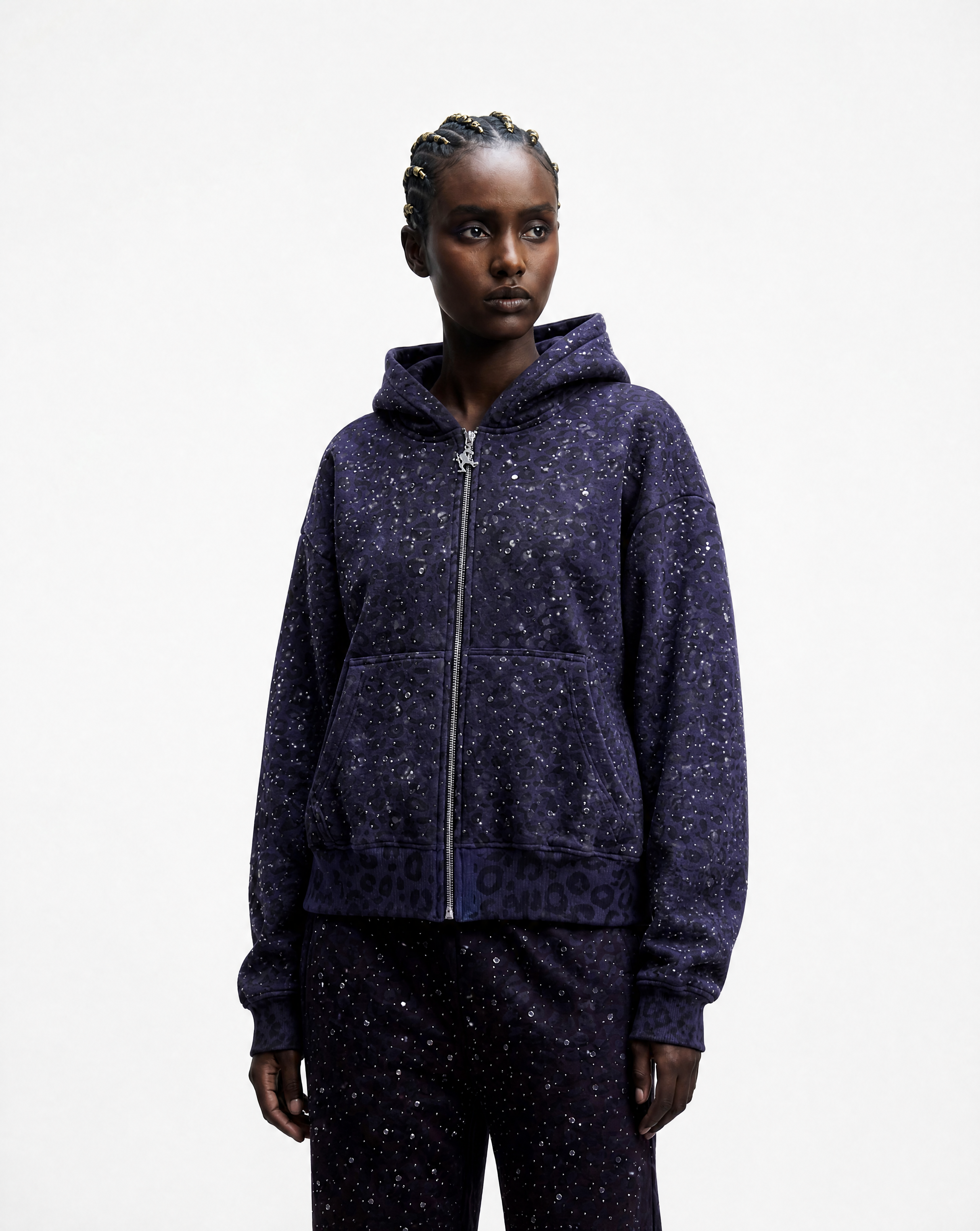 Purple “Stardust” Diamond Cheetah Zip-Up