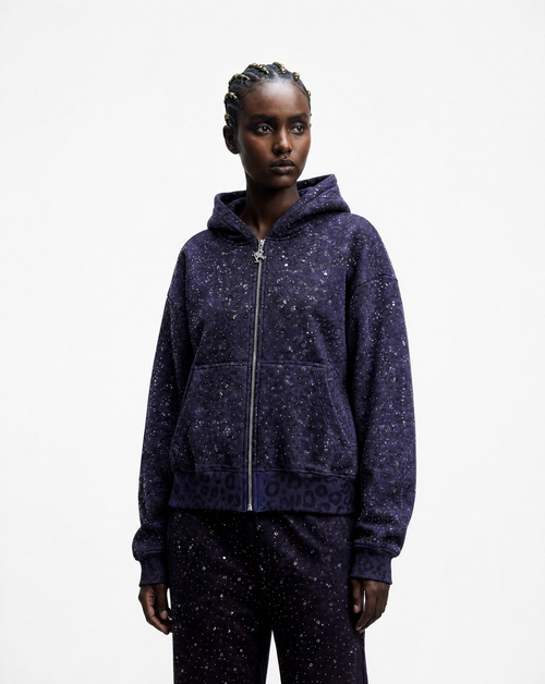 Purple “Stardust” Diamond Cheetah Zip-Up
