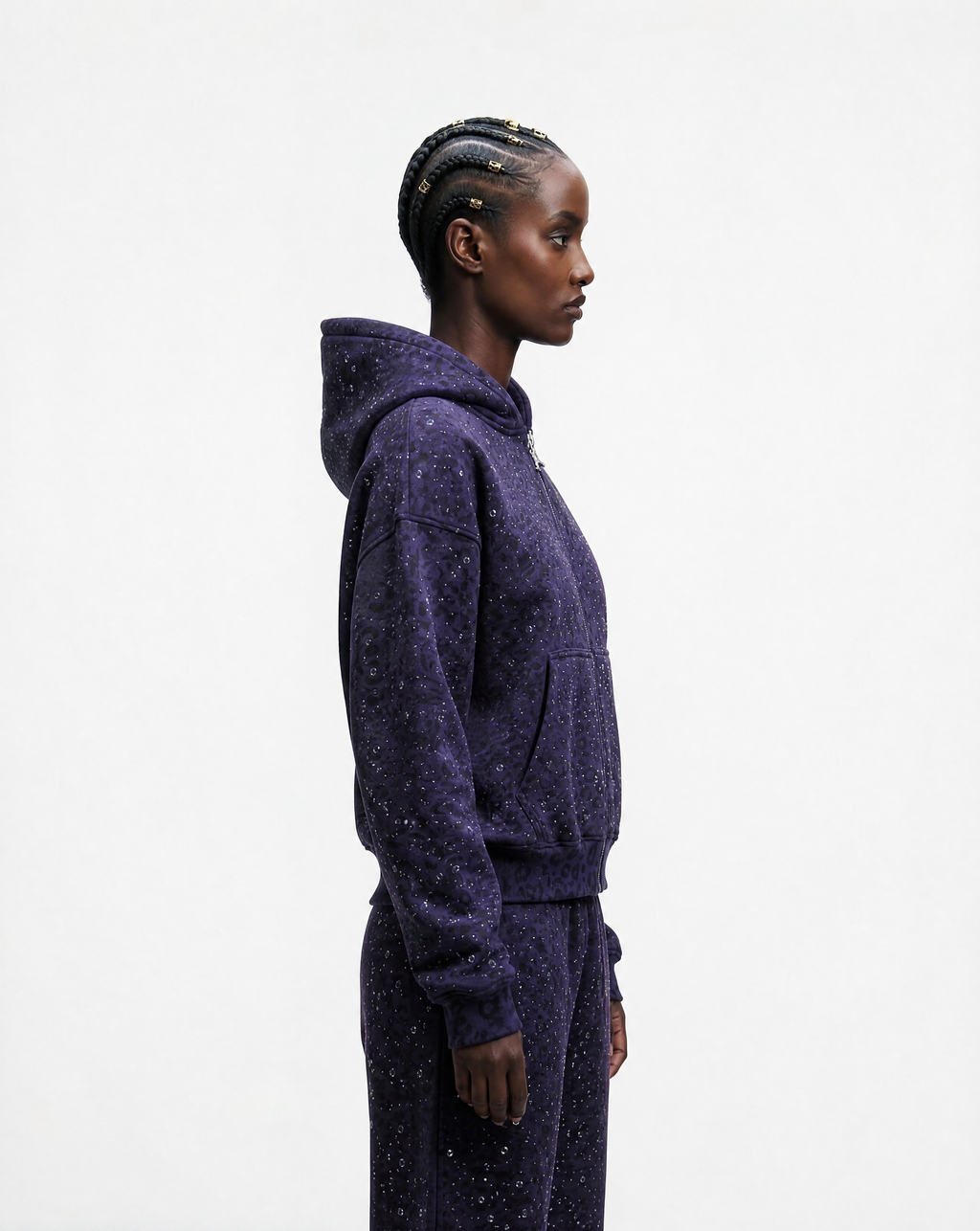 Purple “Stardust” Diamond Cheetah Zip-Up