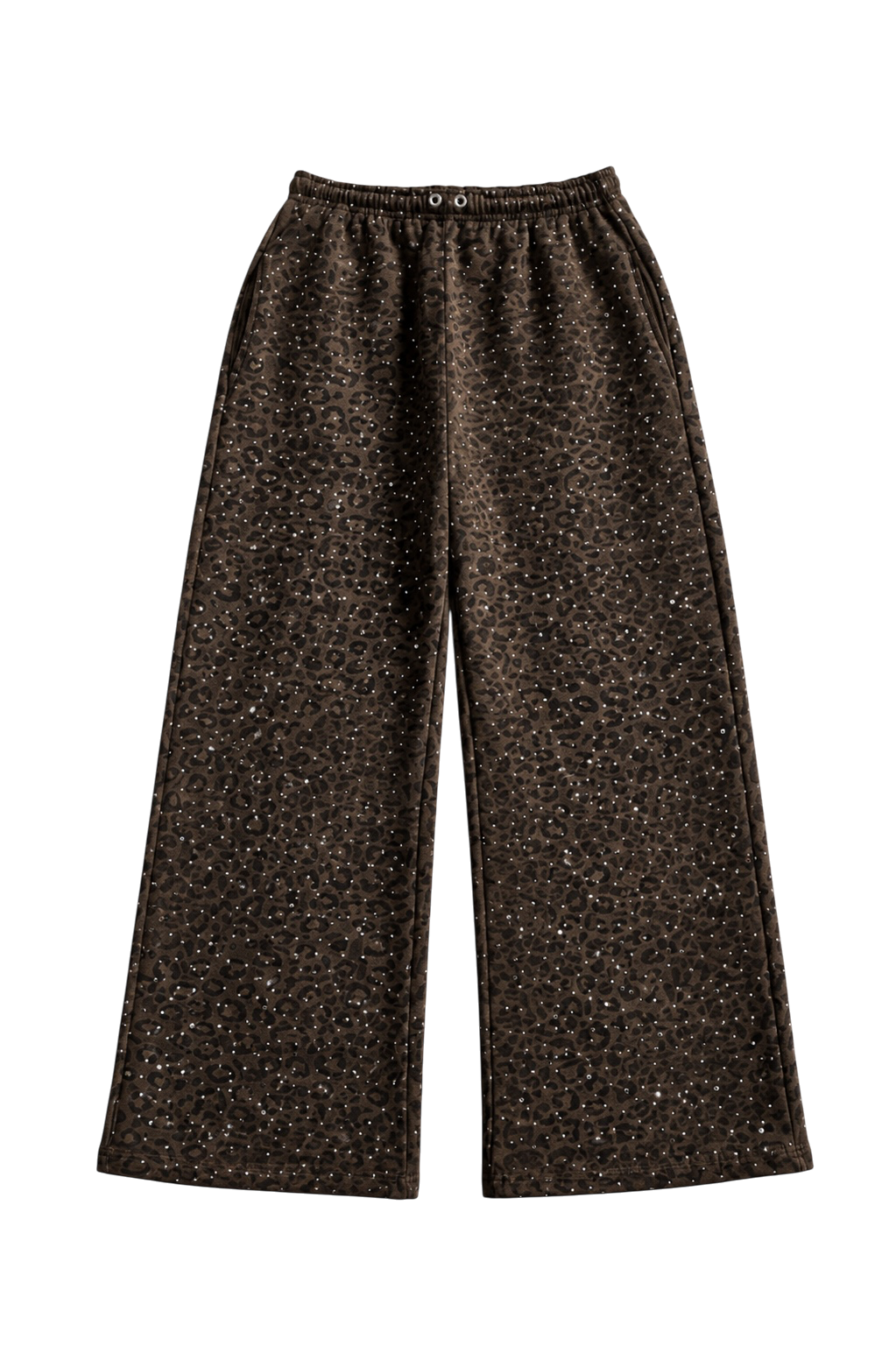 Brown “Stardust” Diamond Cheetah Sweatpants