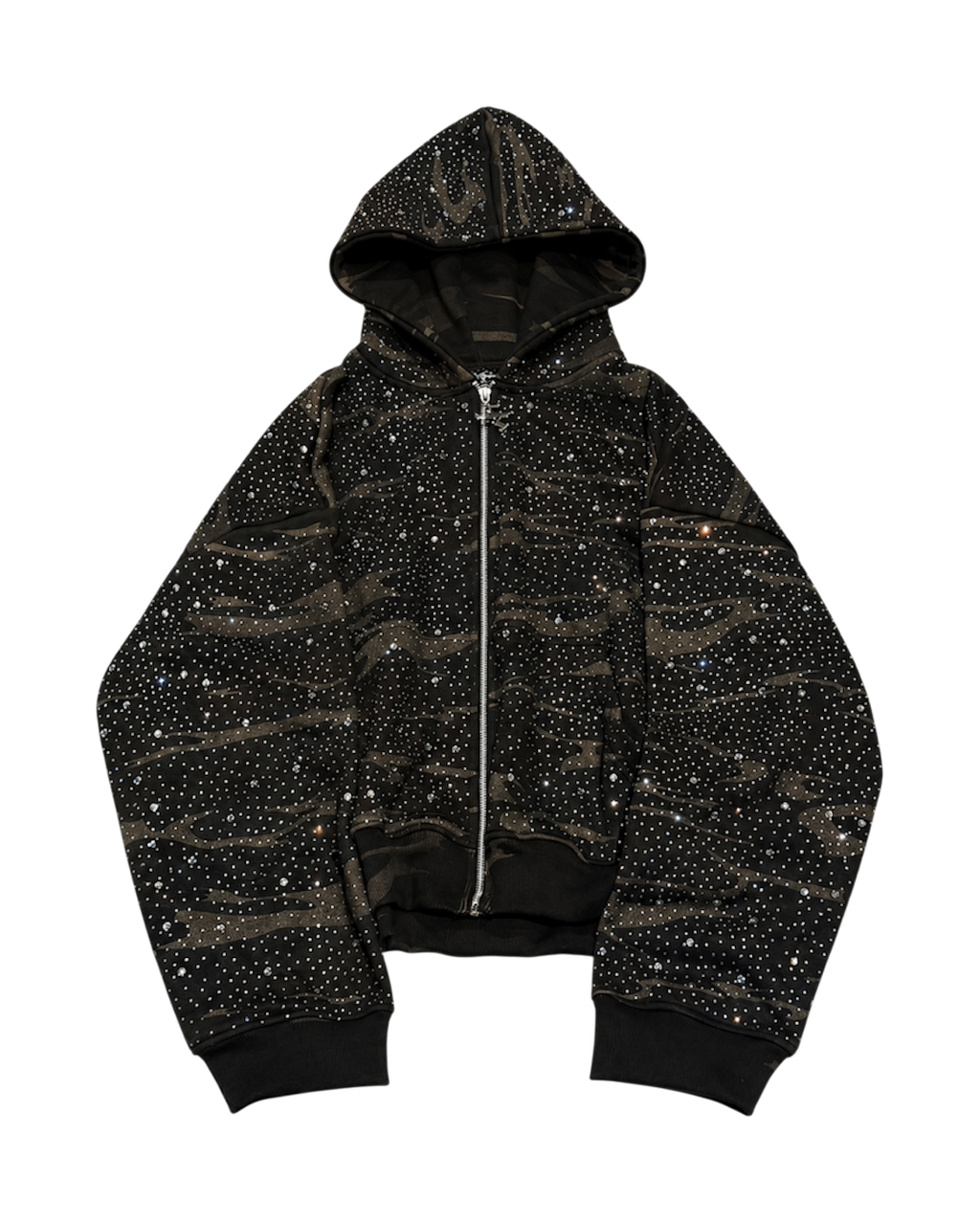 Green “Stardust” Diamond Camouflage Zip-Up