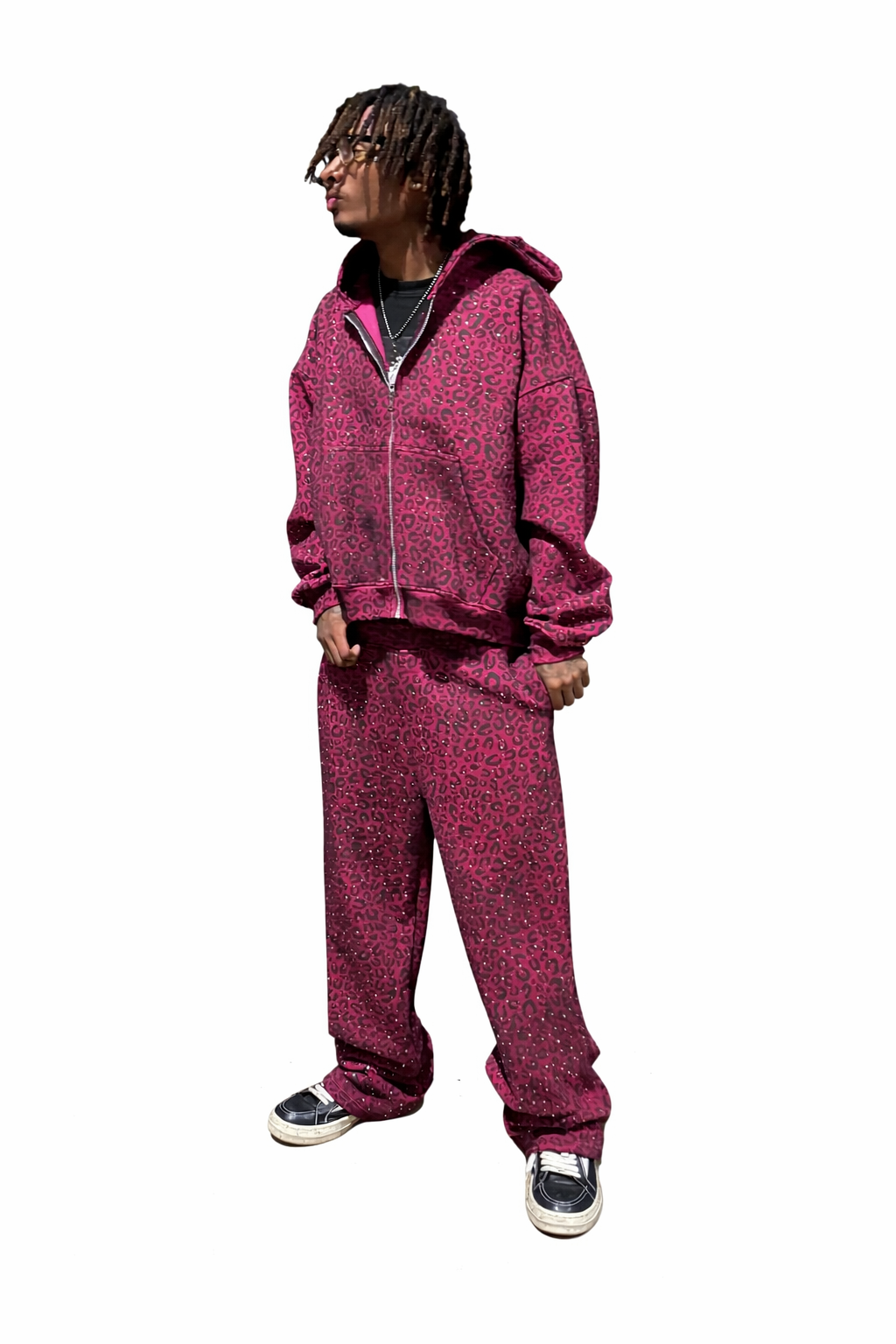Pink “Stardust” Diamond Cheetah Zip-Up