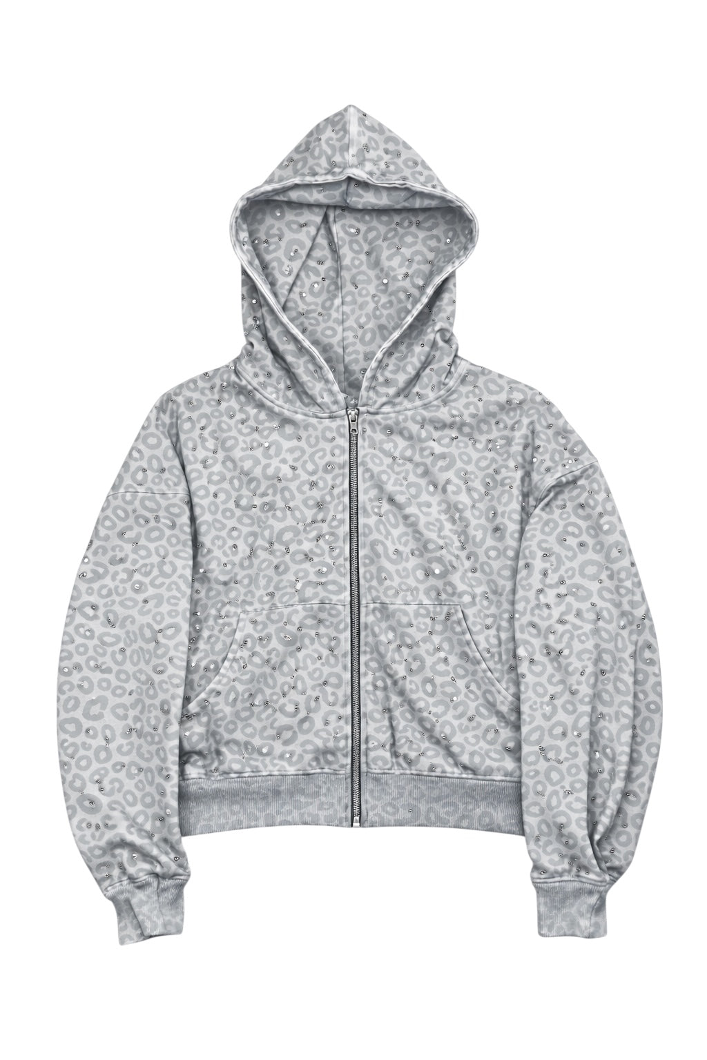 White “Stardust” Diamond Cheetah Zip-Up