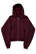 Red “Stardust” Diamond Cheetah Zip-Up
