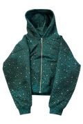 Turquoise “Stardust” Diamond Cheetah Zip-Up
