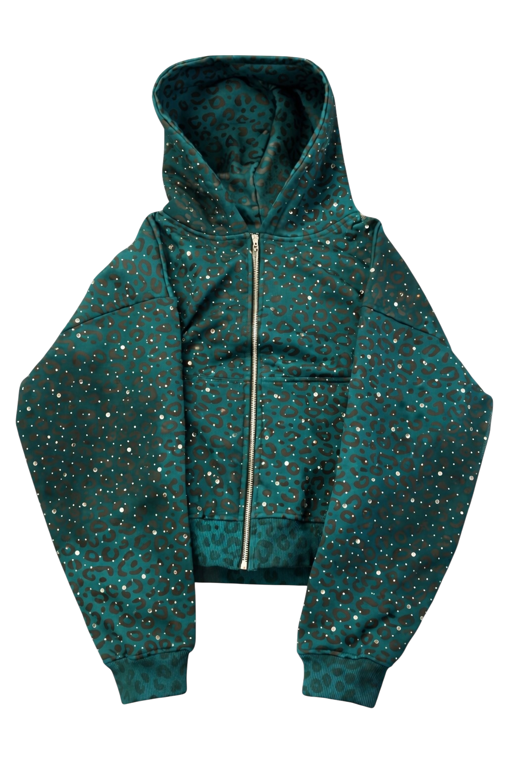 Turquoise “Stardust” Diamond Cheetah Zip-Up
